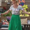 Jupe Tina gaze de coton vert frais - Quintessence