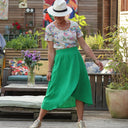 Jupe Tina gaze de coton vert frais - Quintessence