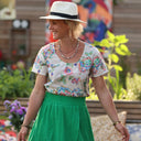 Jupe Tina gaze de coton vert frais - Quintessence