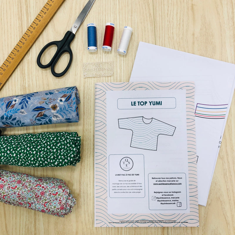 Kit couture "Ma Yumi" en coton imprimé - coloris au choix - Quintessence