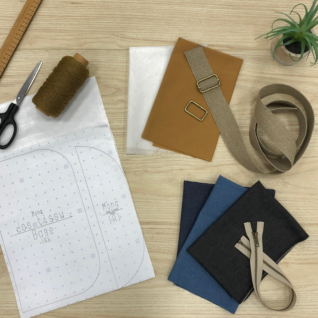 Kit couture sac banane Mona en jean - Patron et fournitures - Quintessence