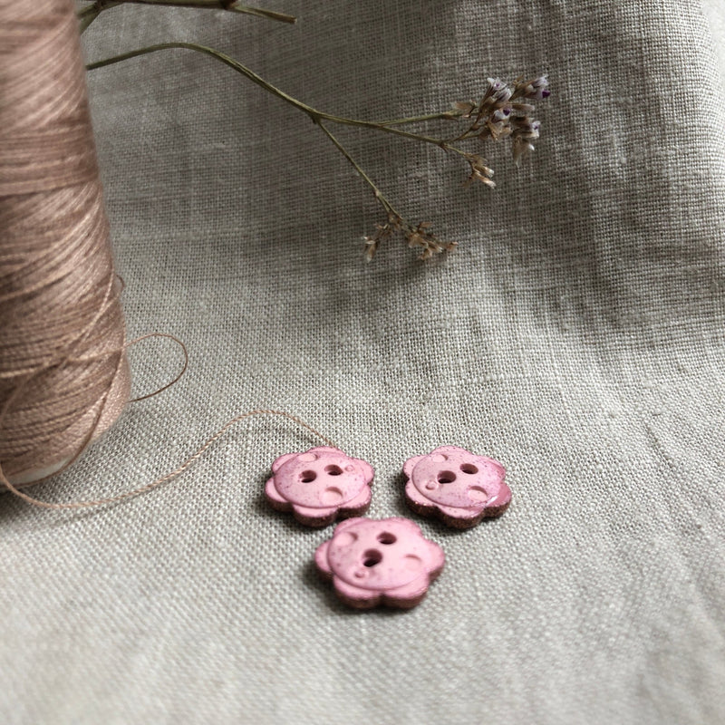 Lots de 10 boutons - Fleurette paillettes rose - #39 - Quintessence
