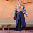 Pantalon drapé Mathilde - lin bleu méditérannée - Quintessence