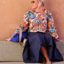 Pantalon drapé Mathilde - lin bleu méditérannée - Quintessence