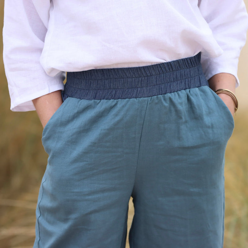 Pantalon Eliot - lin bleu mer du nord - Quintessence