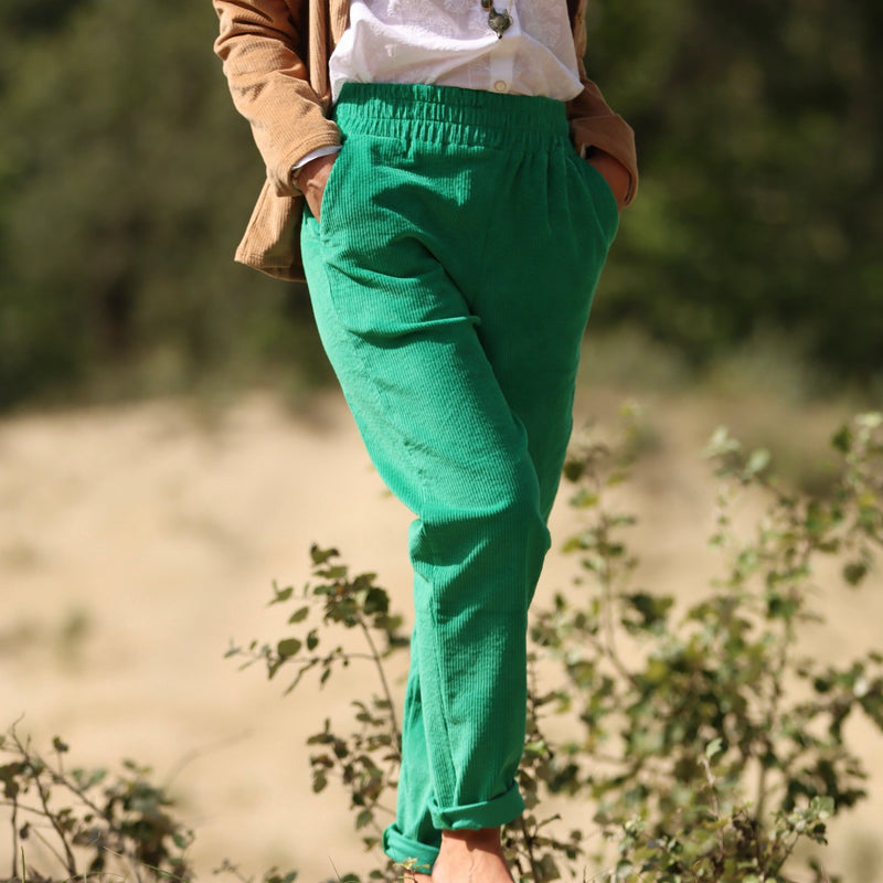 Pantalon Eliot - Velours côtelé vert frais - Quintessence