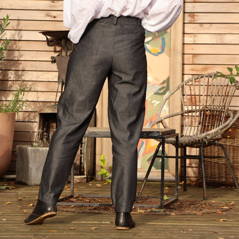 Pantalon Enzo - jean de coton léger noir - Quintessence