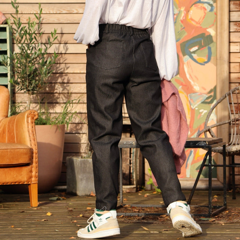 Pantalon Enzo - jean de coton lourd noir - Quintessence