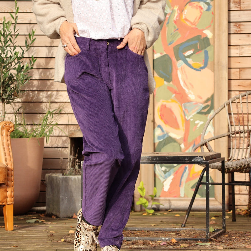 Pantalon Enzo - velours côtelé prune - Quintessence