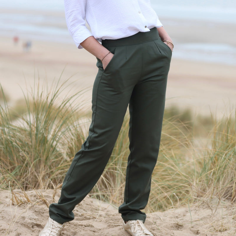Pantalon Marcus - toile de coton vert anglais - Quintessence