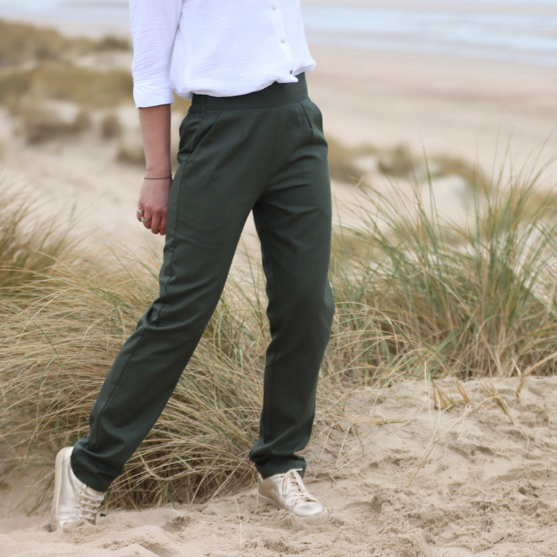 Pantalon Marcus - toile de coton vert anglais - Quintessence