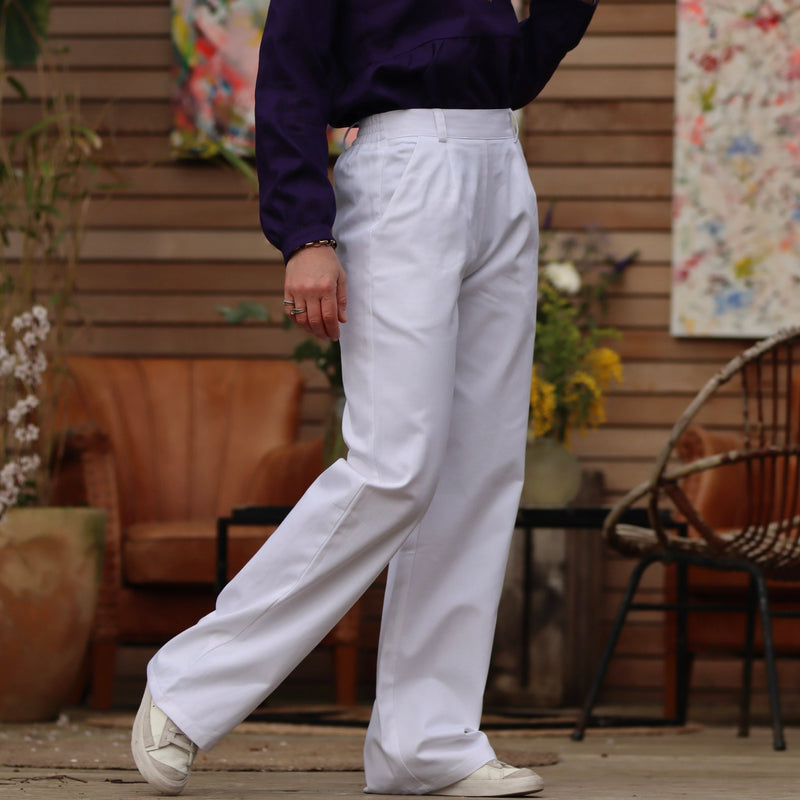 Pantalon Nestor sergé de coton blanc - Quintessence
