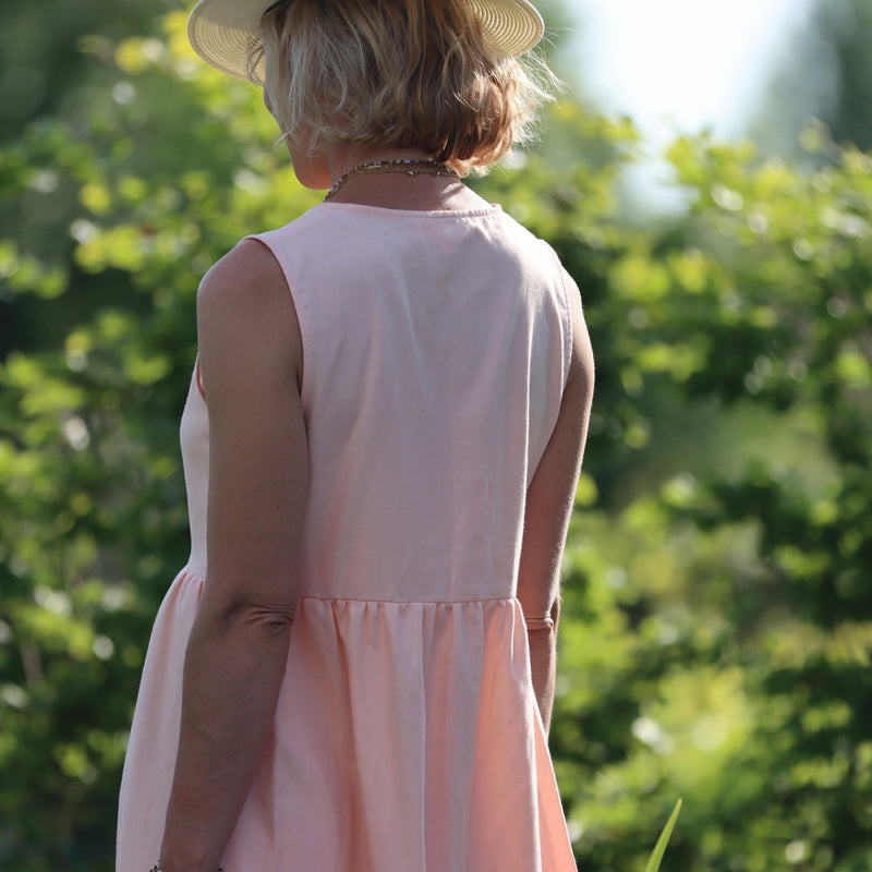 Robe Alba longue sergé de coton rose pale - Quintessence
