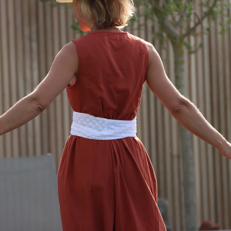 Robe Alba longue sergé de coton terracotta - Quintessence