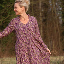 Robe Aria - viscose fleuri aubergine - Quintessence