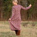 Robe Aria - viscose fleuri aubergine - Quintessence