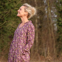 Robe Aria - viscose fleuri aubergine - Quintessence