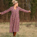 Robe Aria - viscose fleuri aubergine - Quintessence