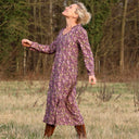 Robe Aria - viscose fleuri aubergine - Quintessence