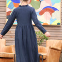 Robe Aria - viscose/lin bleu marine - Quintessence