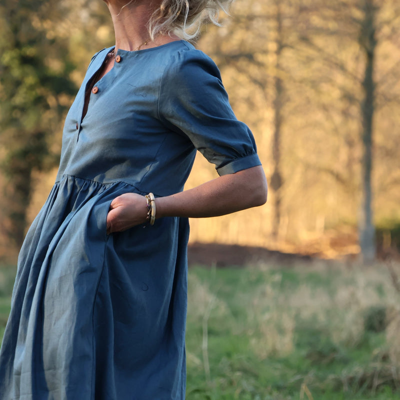 Robe Camille - lin bleu navy - Quintessence