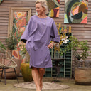 Robe Cassandre popeline de coton parme - Quintessence