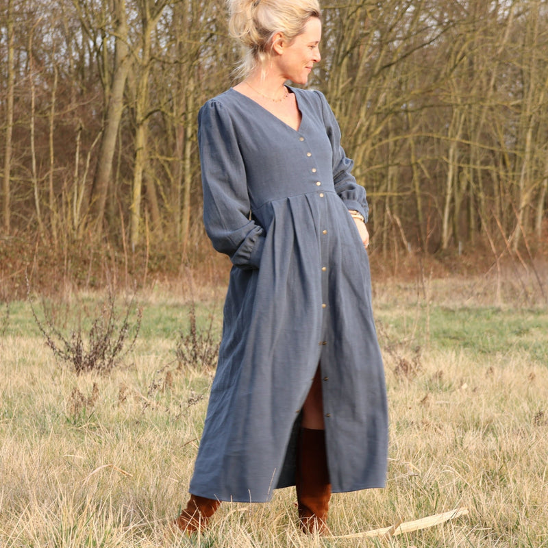 Robe Clémence - lin bleu canard - Quintessence