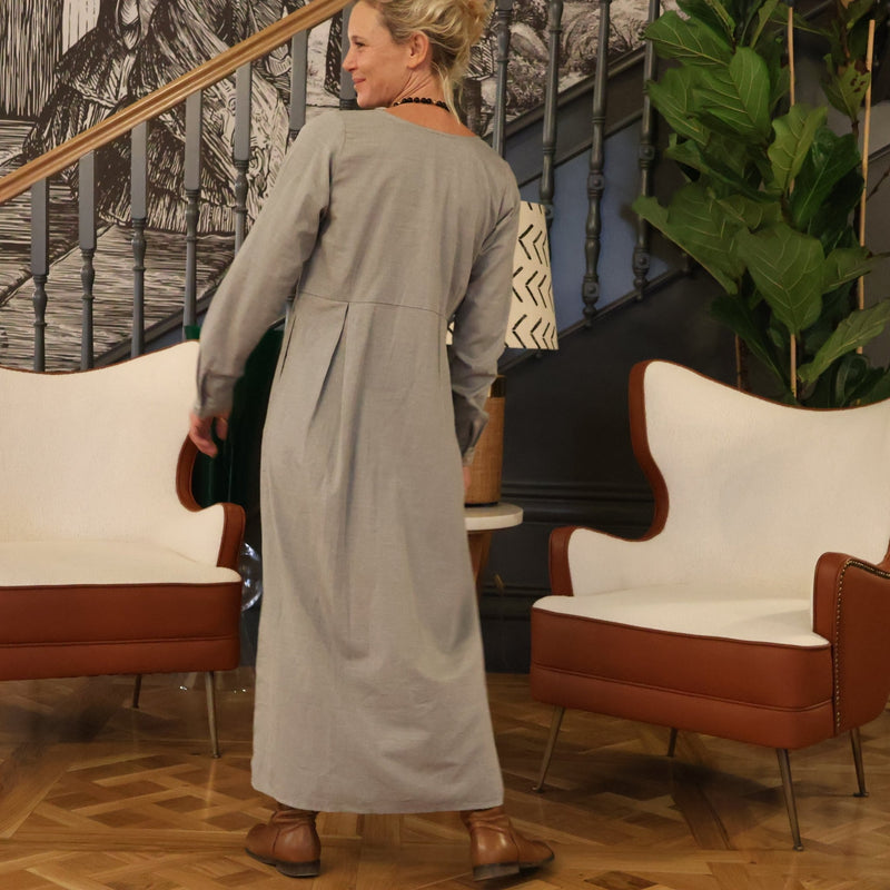Robe Diane - sergé de coton gris chiné - Quintessence