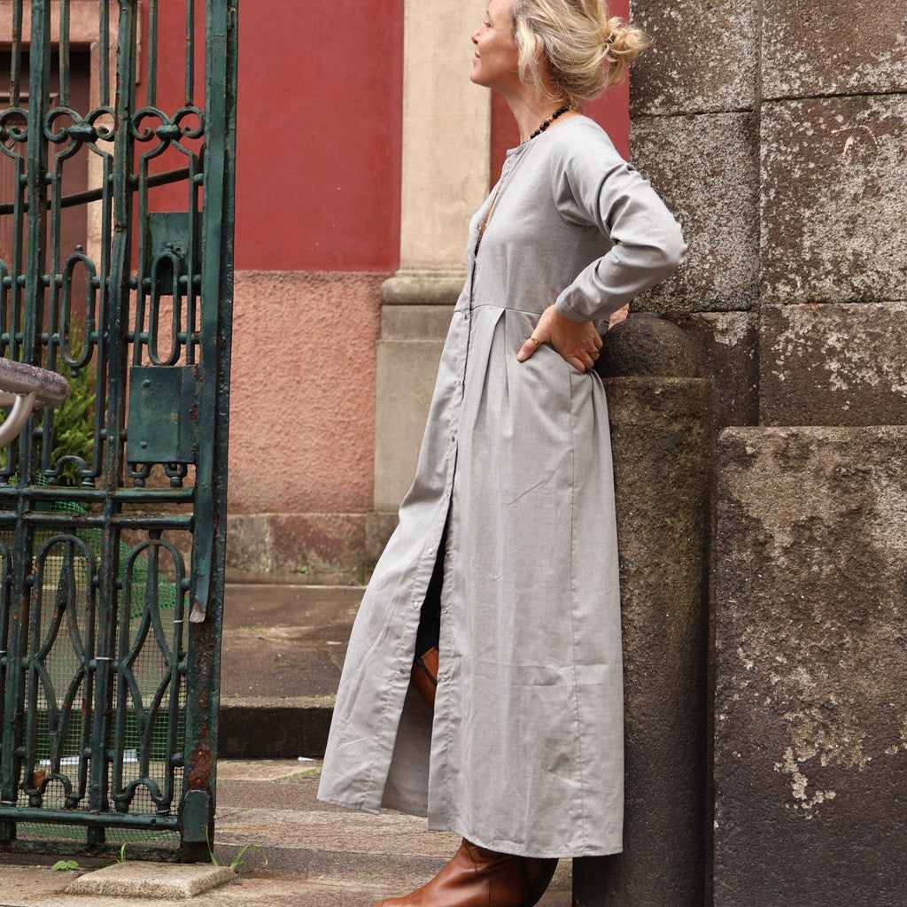 Robe Diane - sergé de coton gris chiné - Quintessence