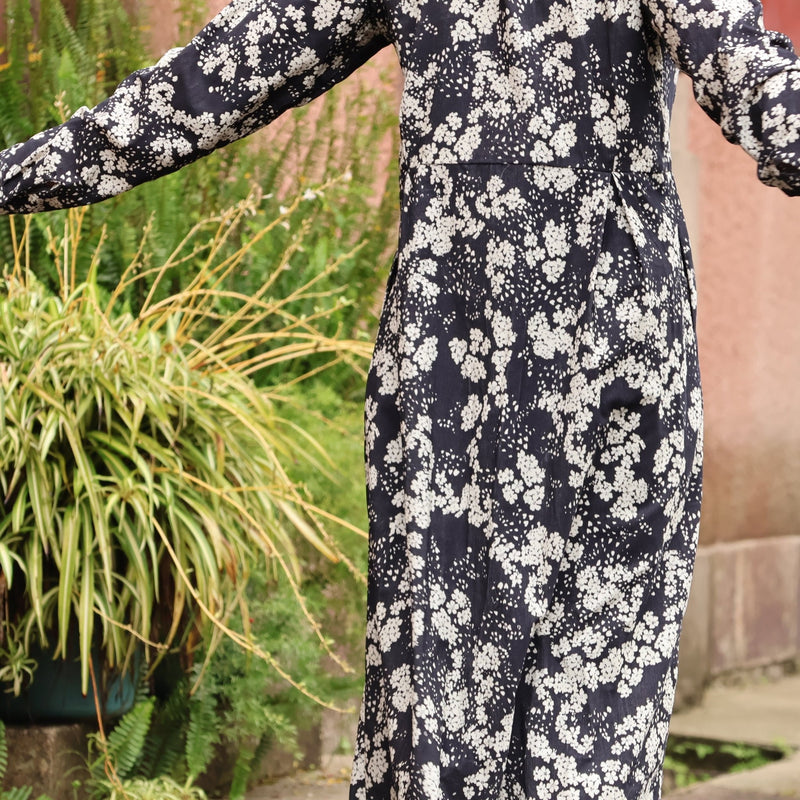 Robe Diane - velours de coton imprimé muguet - Quintessence
