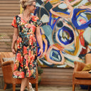 Robe Léna - coton/viscose fleurs de minuit - Quintessence
