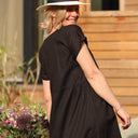 Robe Léna - coton/viscose noire plumetis or - Quintessence