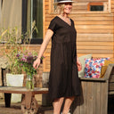 Robe Léna - coton/viscose noire plumetis or - Quintessence