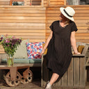 Robe Léna - coton/viscose noire plumetis or - Quintessence