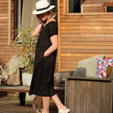 Robe Léna - coton/viscose noire plumetis or - Quintessence