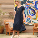 Robe Léna - lin bleu marine - Quintessence