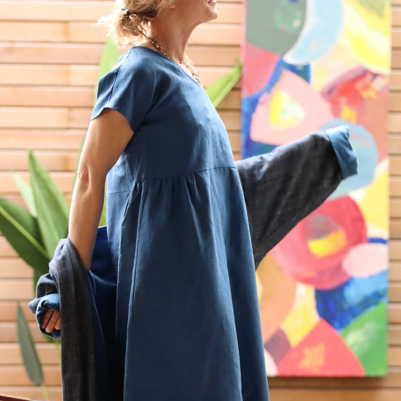 Robe Léna - lin bleu méditéranné - Quintessence