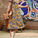 Robe Léna - toile de jouy coton ocre - Quintessence