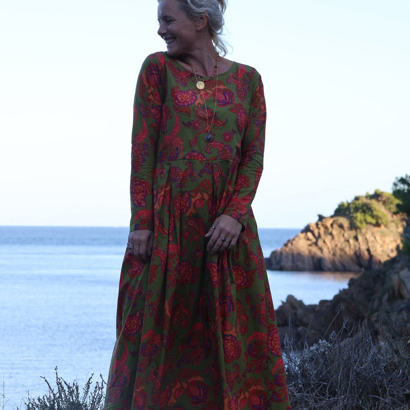 Robe Louisa - popeline de coton passion kiwi - Quintessence