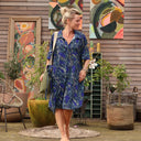 Robe Lucette vicose feuillage bleu/vert - Quintessence