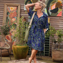 Robe Lucette vicose feuillage bleu/vert - Quintessence