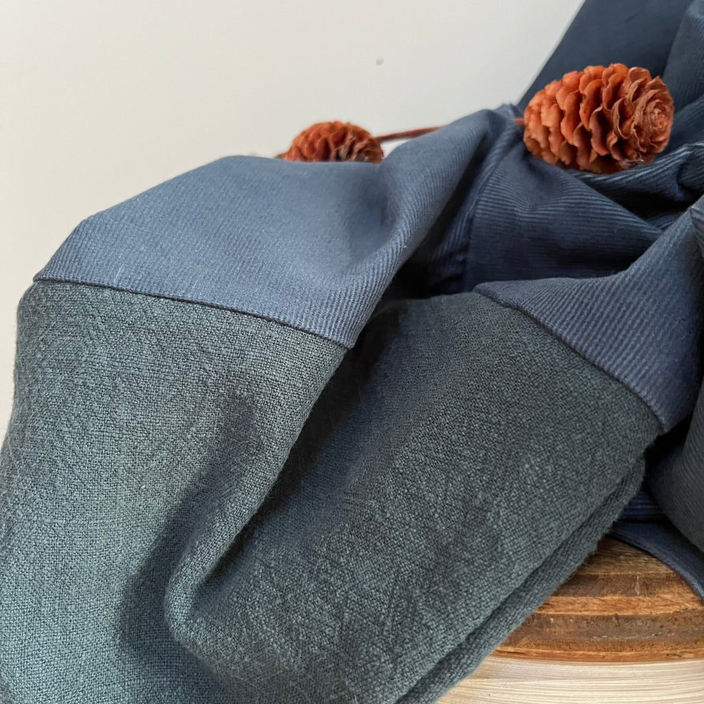 Robe Marilou - lin colvert / velours de coton bleu grisé - Quintessence