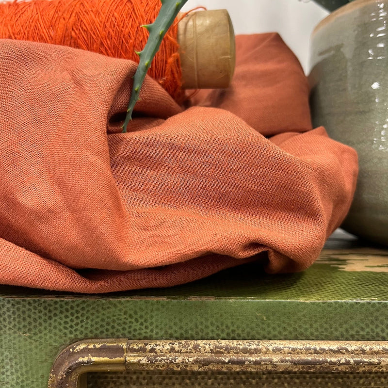 Robe Pomme - longueur midi - lin terracotta - Quintessence