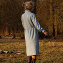 Robe Pomme - longueur midi - sergé de coton chiné ciel - Quintessence