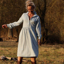 Robe Pomme - longueur midi - sergé de coton chiné ciel - Quintessence