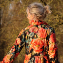 Robe Pomme - longueur midi - sergé de viscose - fleurs de minuit - Quintessence