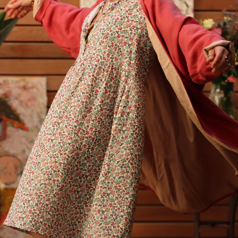 Robe Soline - double gaze de coton fleuri d'été - Quintessence