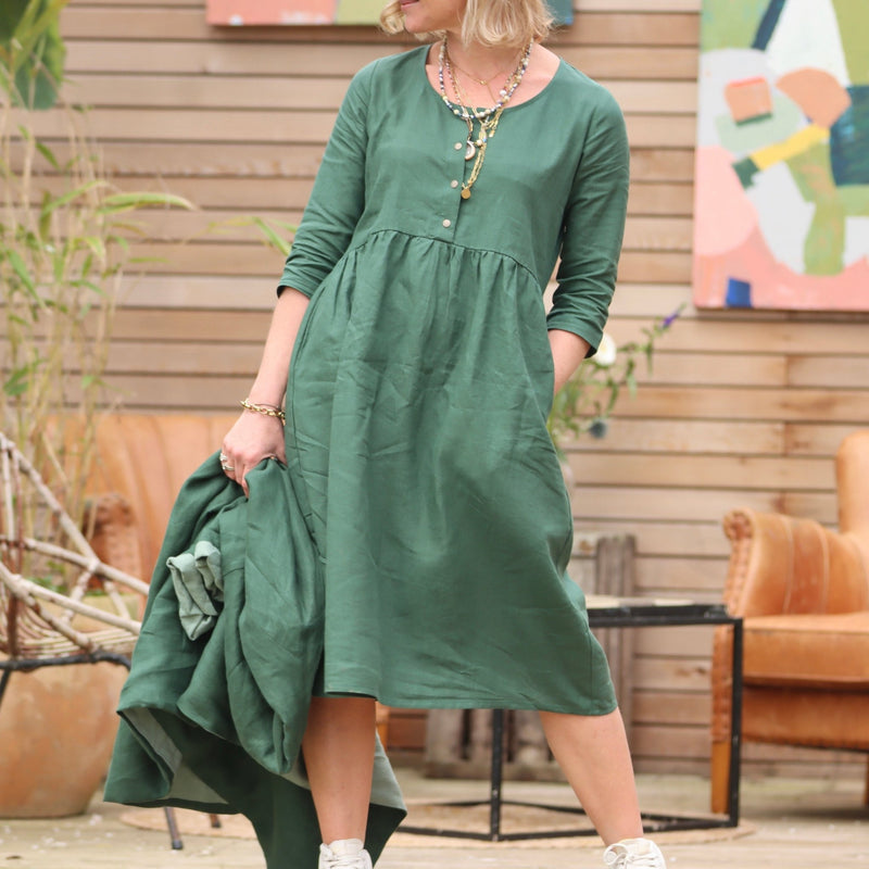 Robe Soline - lin vert anglais - Quintessence