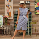 Robe Tia - Coton rayé bleu - Quintessence