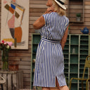 Robe Tia - Coton rayé bleu - Quintessence